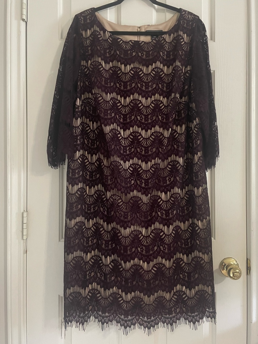 Jessica Howard Lace Midi Dress Plum/Neutral lining 20W
